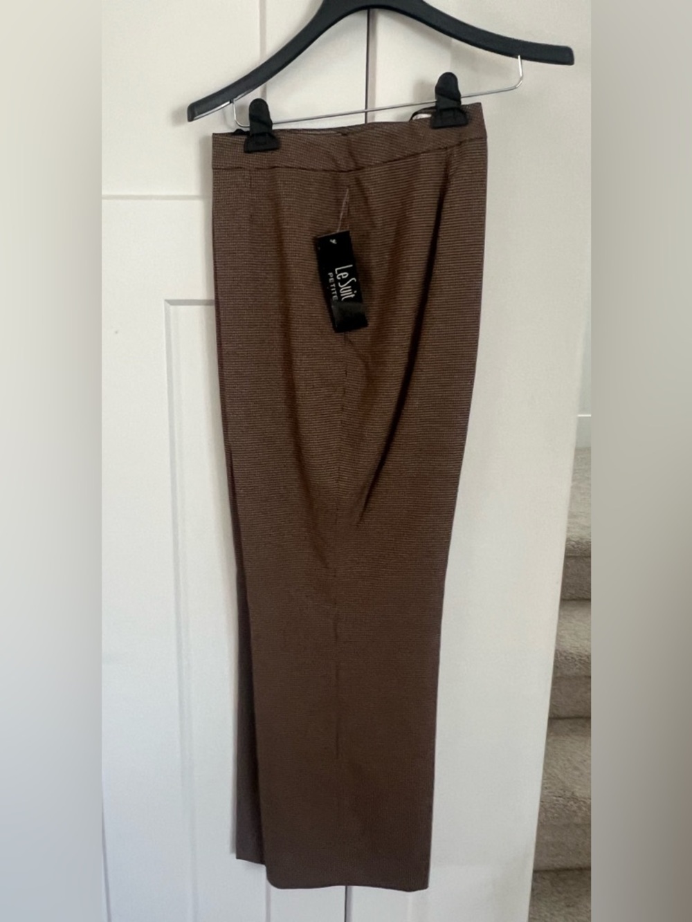 Nwt Le Suit petite 16p womans pantsuit trousers blazer Brown camel black - Picture 7 of 10